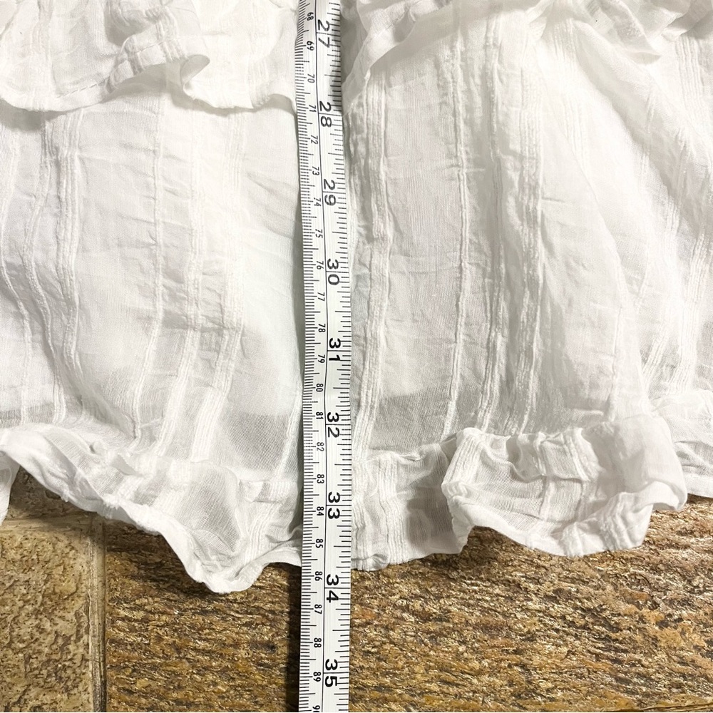 Aeom Textured Ruffle White Mini Dress Women’s Size Medium - Picture 8 of 16